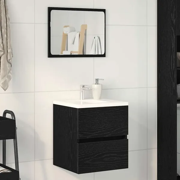 Meuble sous-vasque de salle de bain en chêne noir 41 x 38,5 x 45 cm bois d'ingénierie