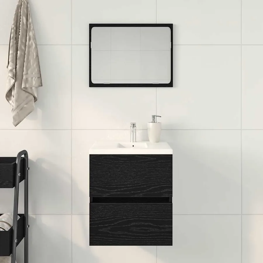 Meuble sous-vasque de salle de bain en chêne noir 41 x 38,5 x 45 cm bois d'ingénierie - 3