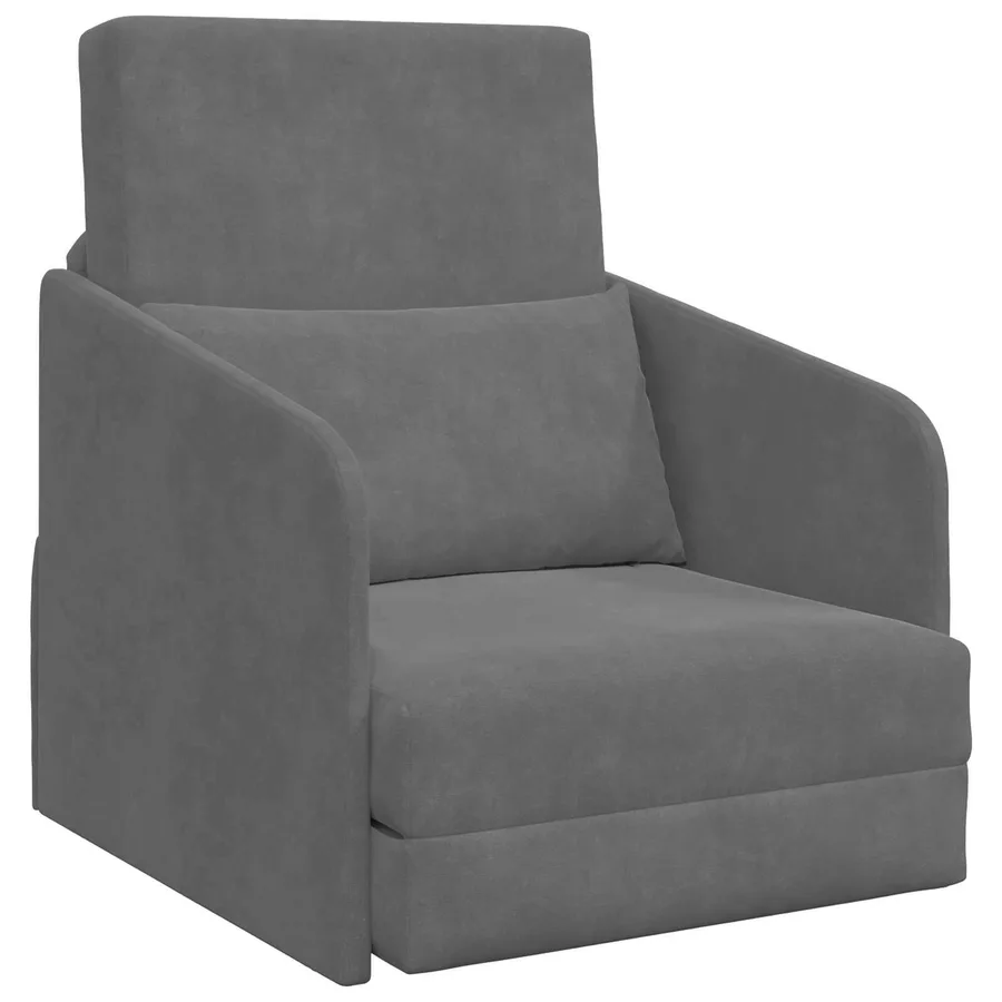 Canapé-Lit Gris foncé 65 x 80 x 83 cm Velours - 2