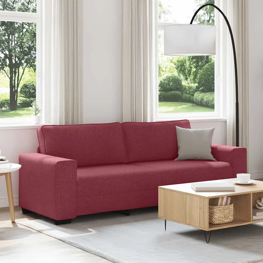 Canapé 3 places rouge vin 220x77x82 cm en tissu