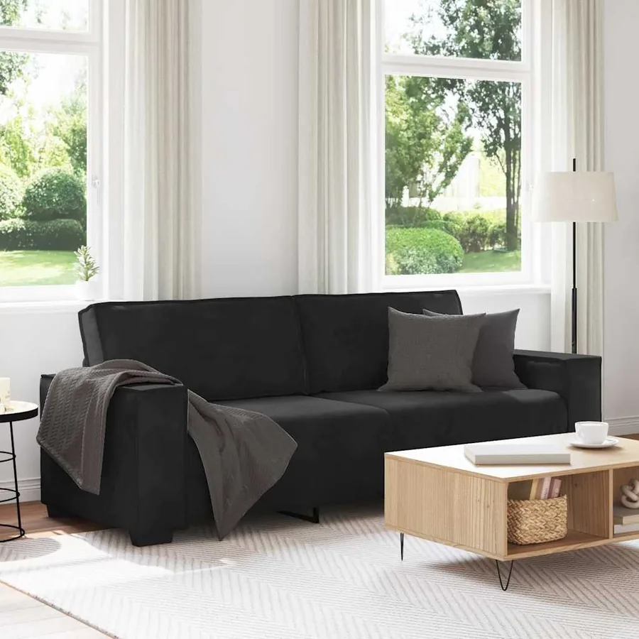 Canapé à 3 places Noir 220x78x84 cm Velours