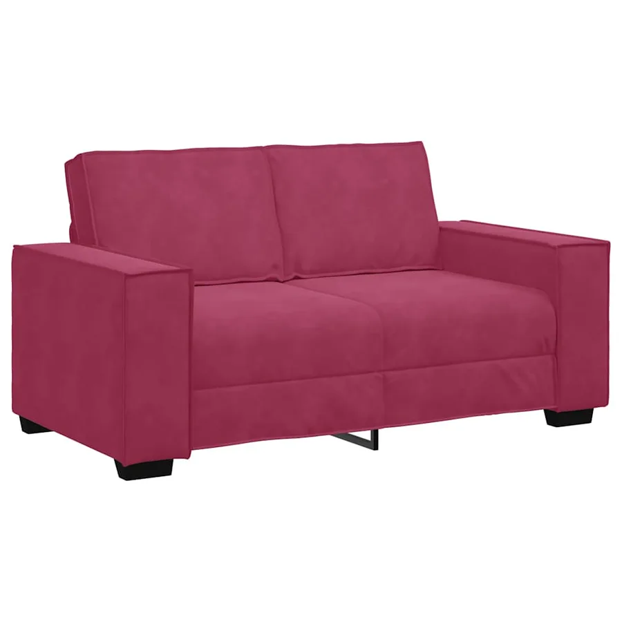 Ensemble de canapé 2 pcs avec coussins velours rouge bordeaux - 4