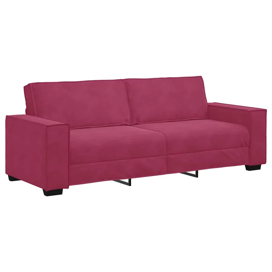 Ensemble de canapé 2 pcs avec coussins velours rouge bordeaux - 5