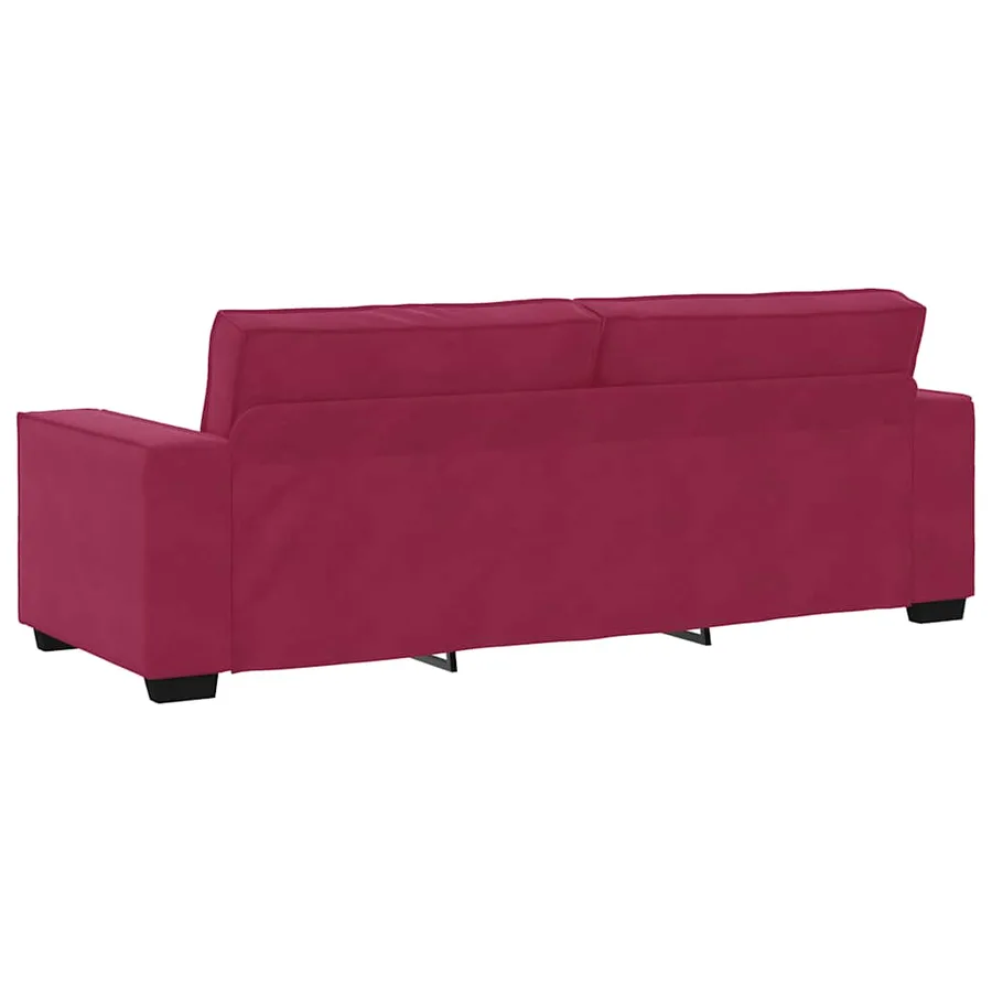 Ensemble de canapé 2 pcs avec coussins velours rouge bordeaux - 7
