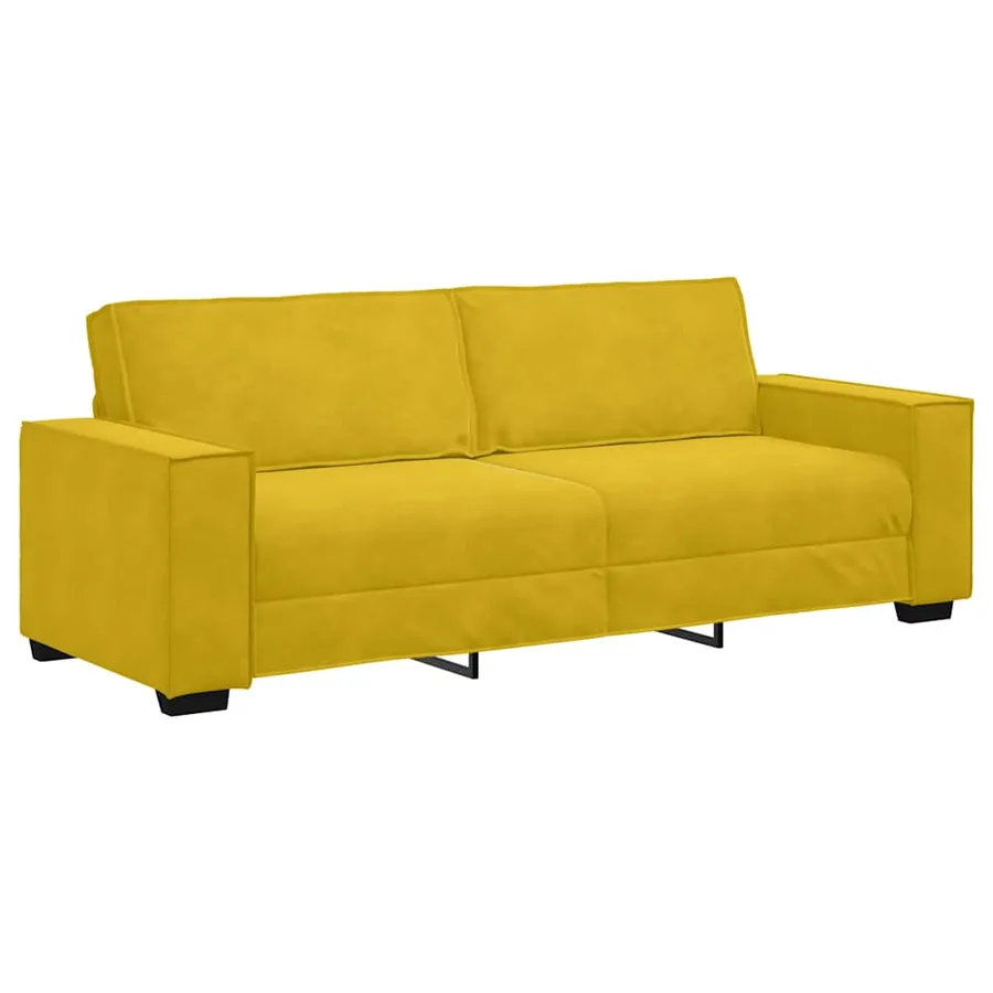 Ensemble canapé 2 pcs avec coussins velours jaune - 5