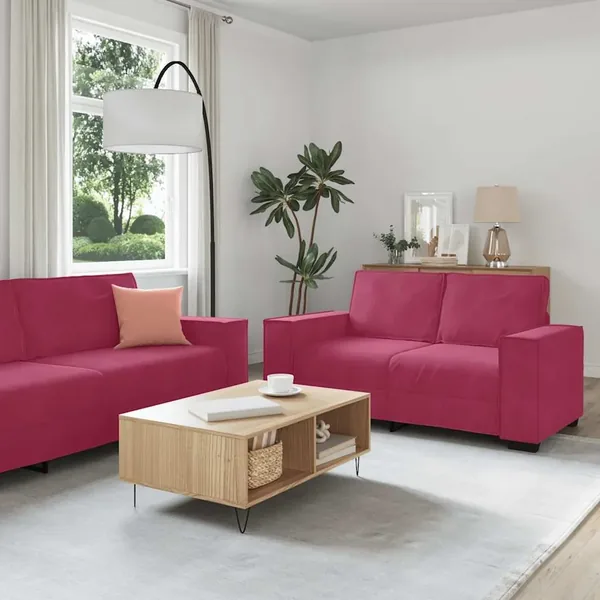 Ensemble de canapés 3 pcs avec coussins Rouge bordeaux Velours