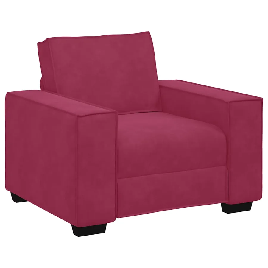 Ensemble de canapés 3 pcs avec coussins Rouge bordeaux Velours - 4