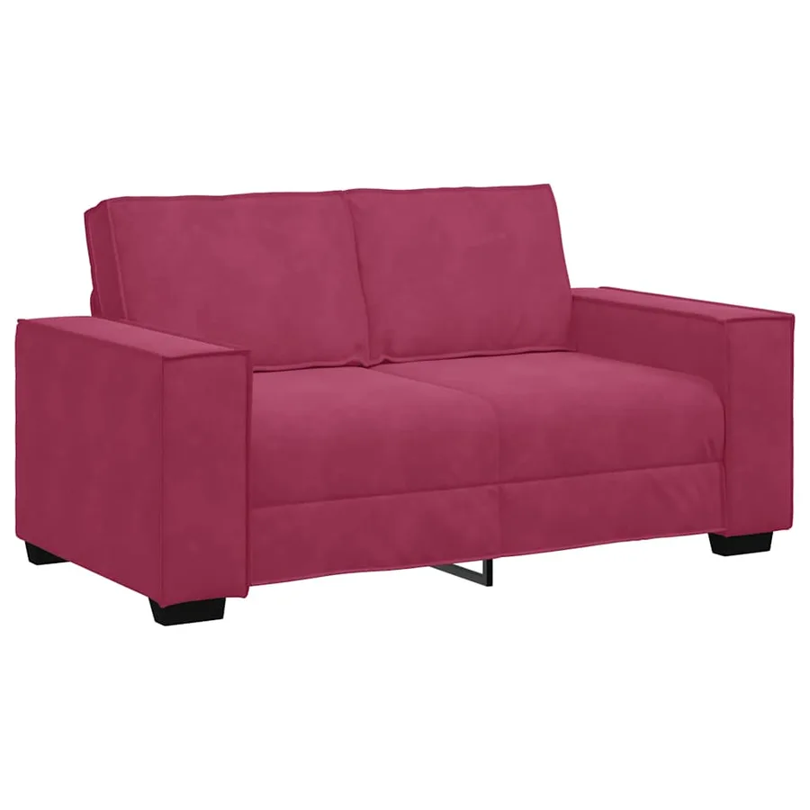 Ensemble de canapés 3 pcs avec coussins Rouge bordeaux Velours - 5