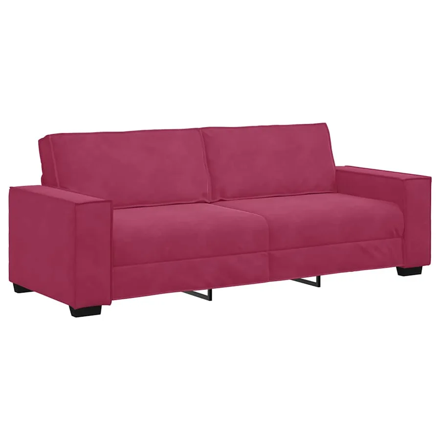 Ensemble de canapés 3 pcs avec coussins Rouge bordeaux Velours - 6
