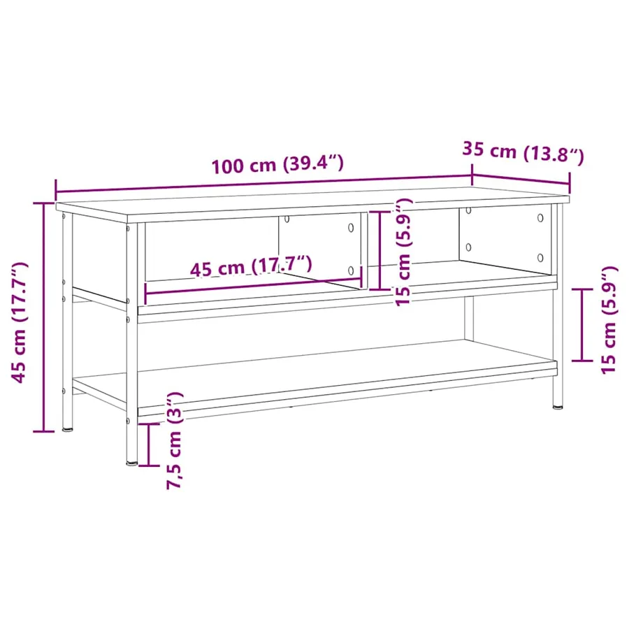 Ensemble meuble TV 100 x 35 x 45 cm Chêne artisanal - 11