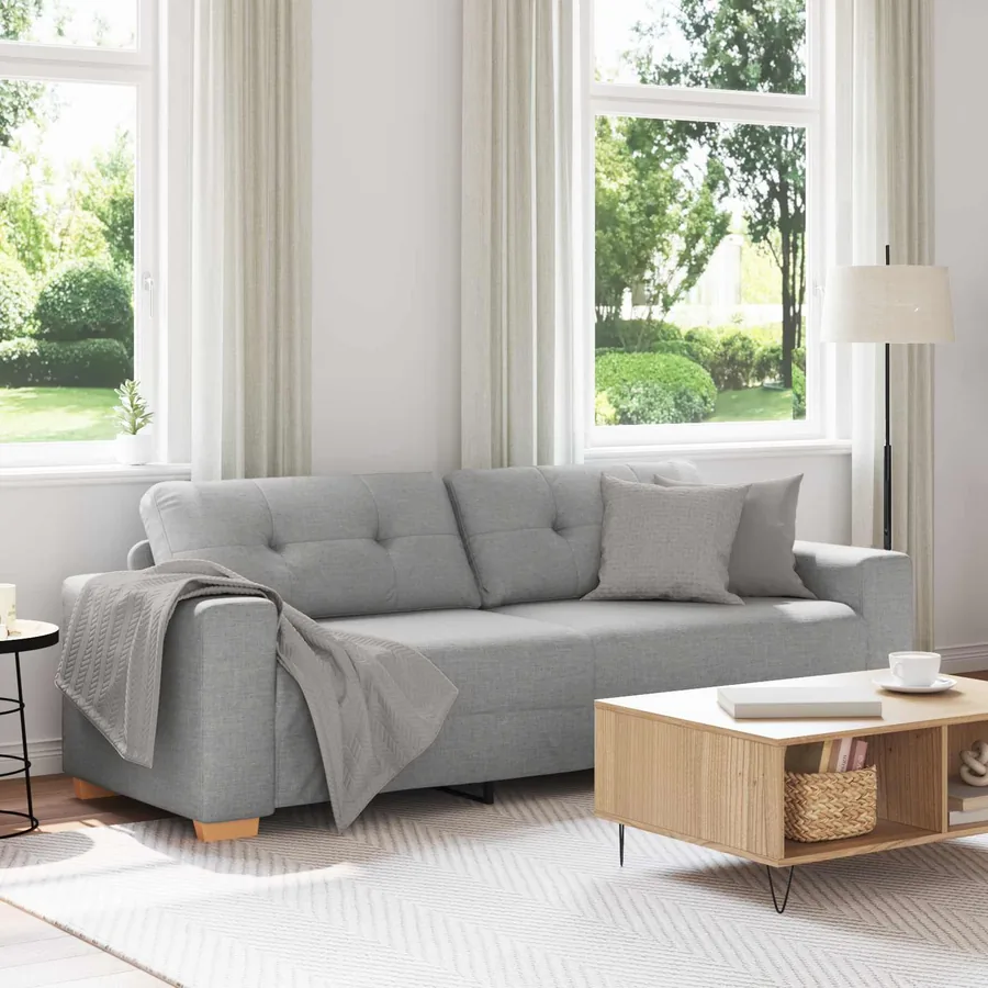 Canapé 3 places gris nuage 180 cm tissu