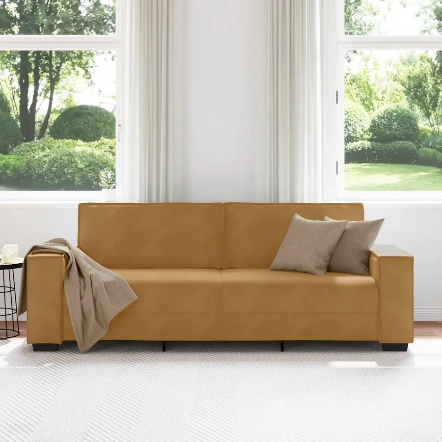 Canapé à 3 places Marron 220x78x84 cm Velours - 3