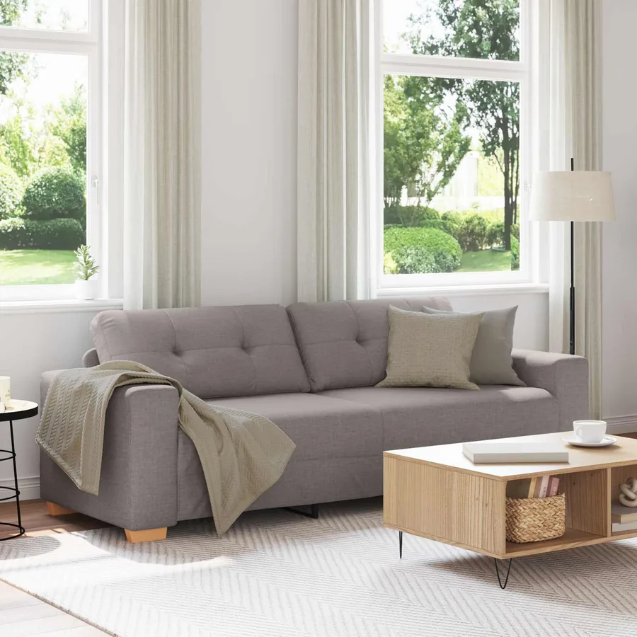Sofa 3 places Taupe 220 cm tissu