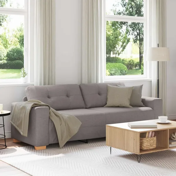 Sofa 3 places Taupe 220 cm tissu