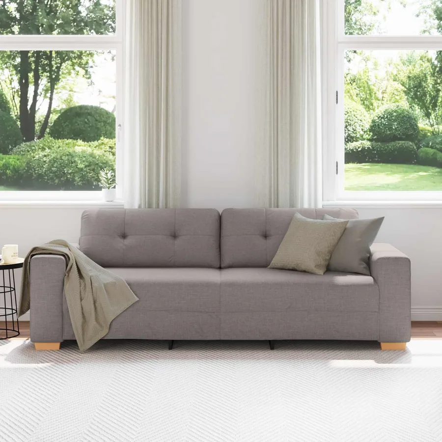 Sofa 3 places Taupe 220 cm tissu - 3