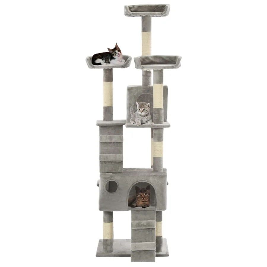 Arbre à chat avec griffoirs en sisal 170 cm Gris - 2