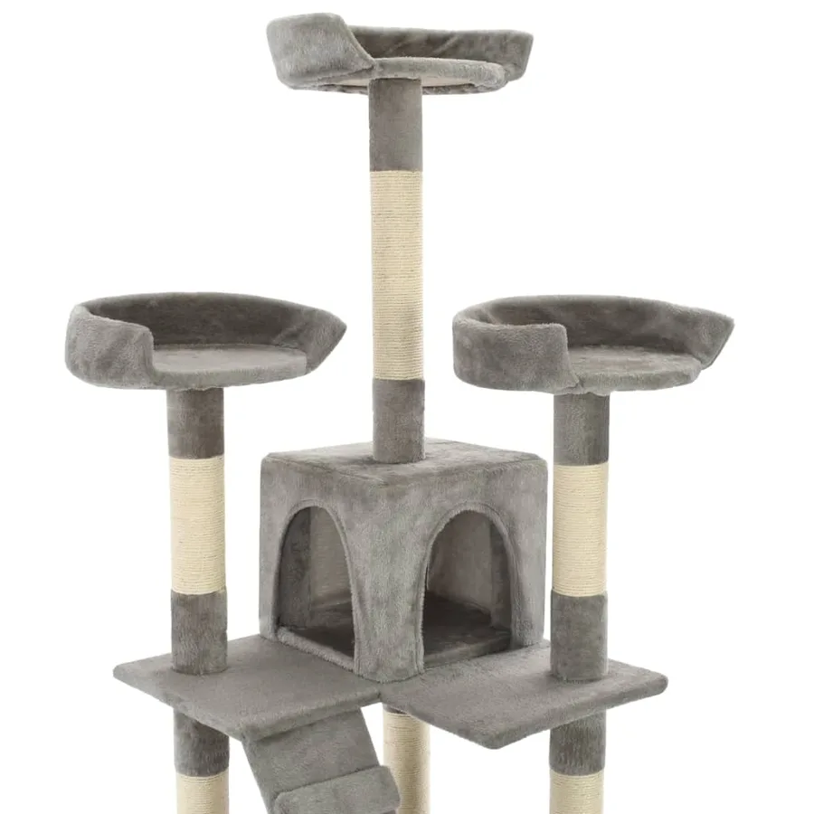Arbre à chat avec griffoirs en sisal 170 cm Gris - 5