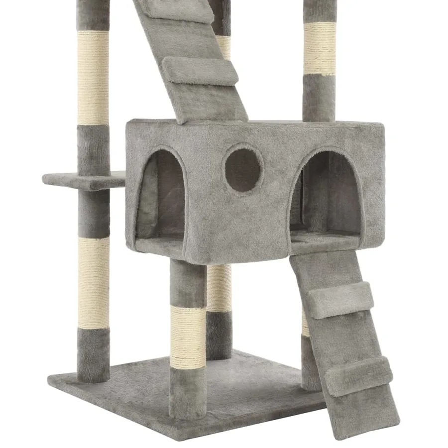 Arbre à chat avec griffoirs en sisal 170 cm Gris - 6