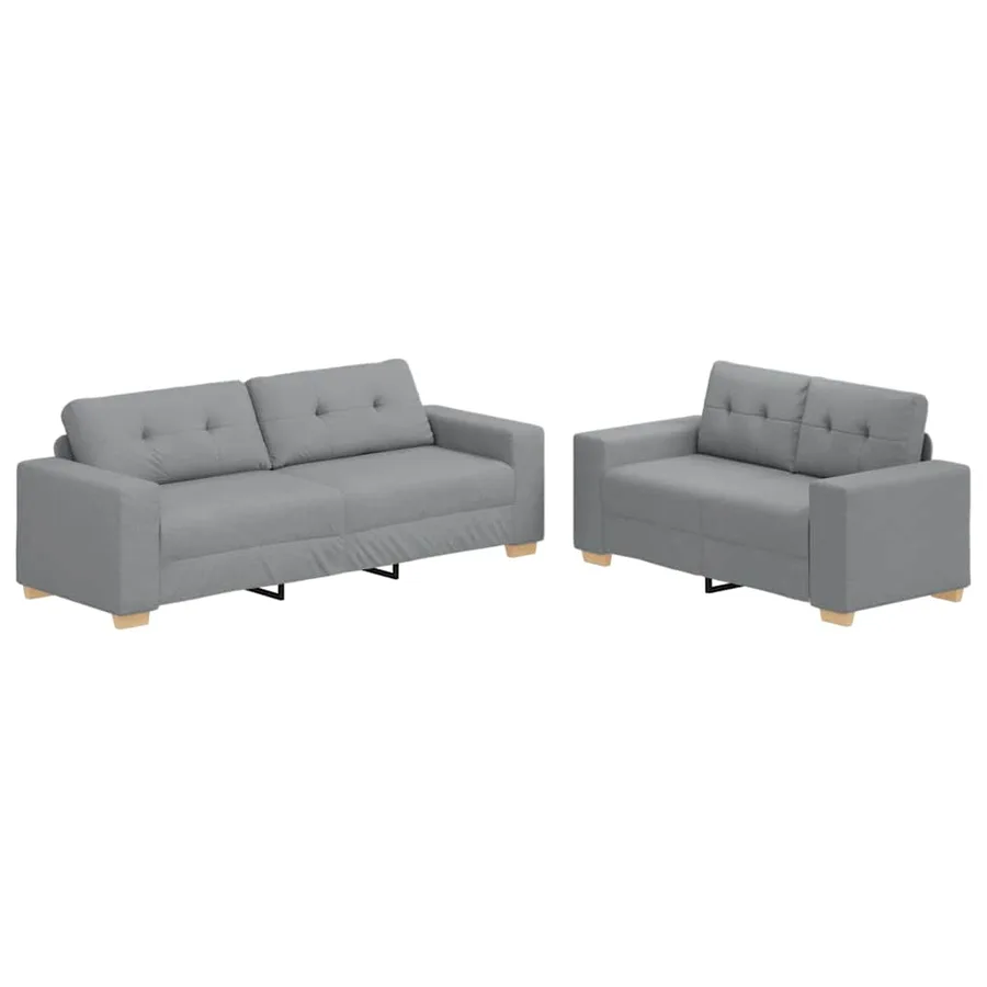 Ensemble de canapé 2 pcs avec coussins en tissu gris clair - 2