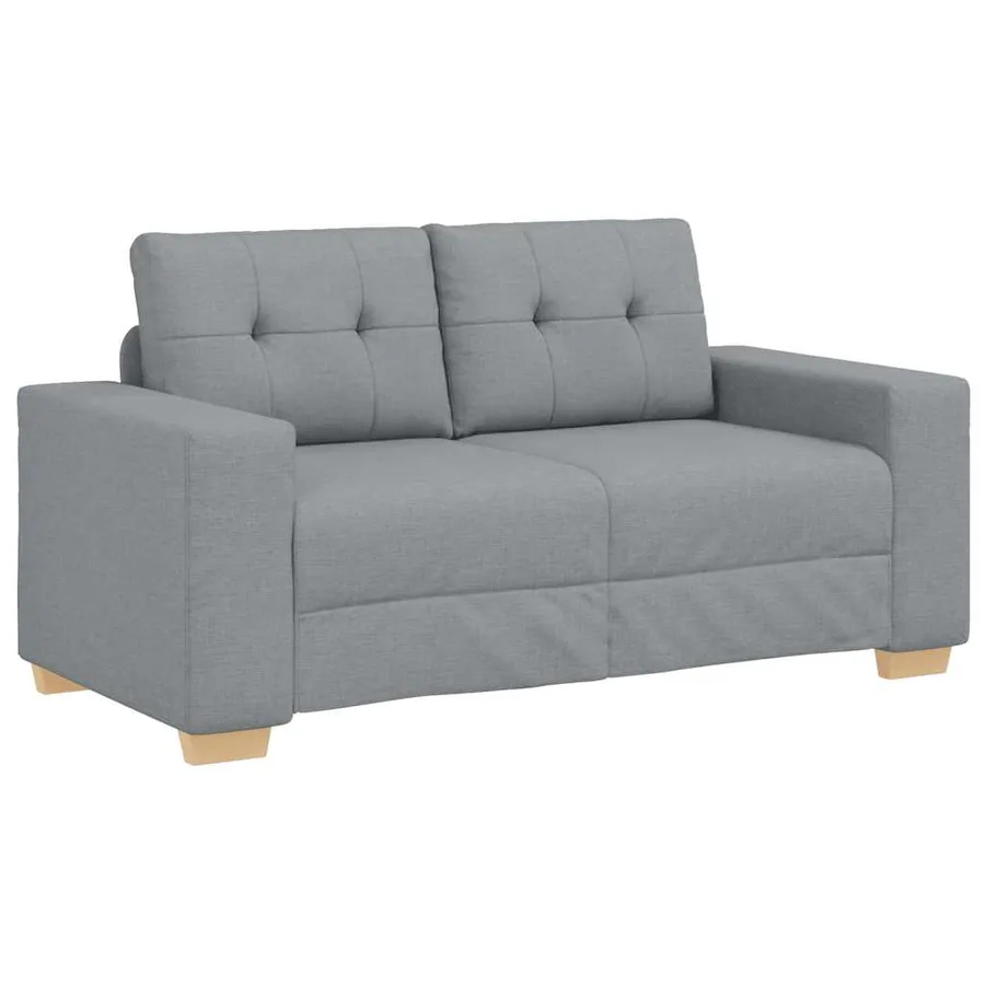 Ensemble de canapé 2 pcs avec coussins en tissu gris clair - 4