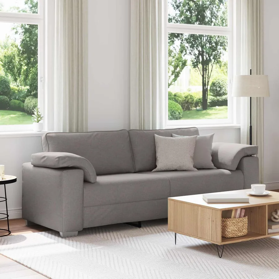 Sofa 3 places Taupe 220 cm tissu