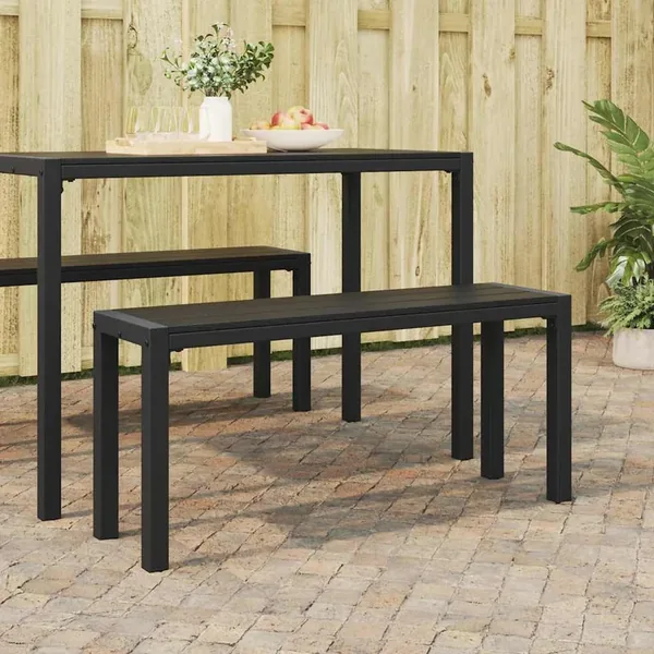 Banc de jardin Noir 100 x 28 x 45cm Acier