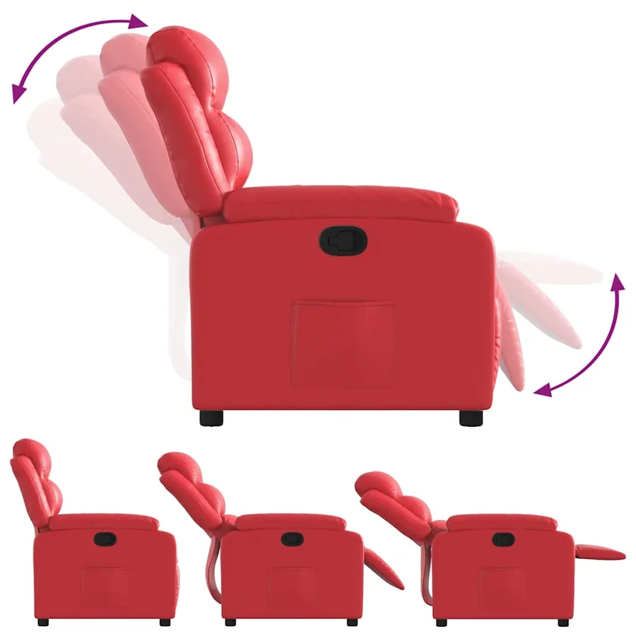 Fauteuil inclinable Rouge Similicuir - 4