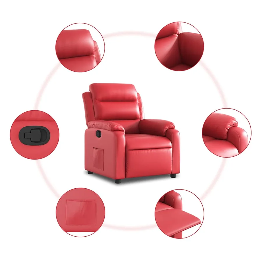Fauteuil inclinable Rouge Similicuir - 5