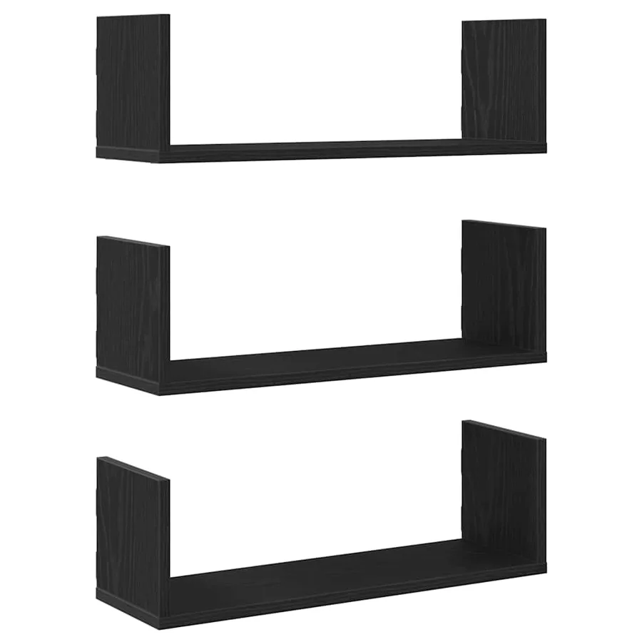 Étagères murales 3 pcs Chêne noir 58x18x18 cm Bois d'ingénierie - 2