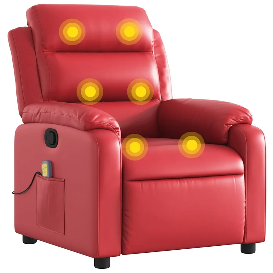 Fauteuil de massage inclinable rouge similicuir - 2