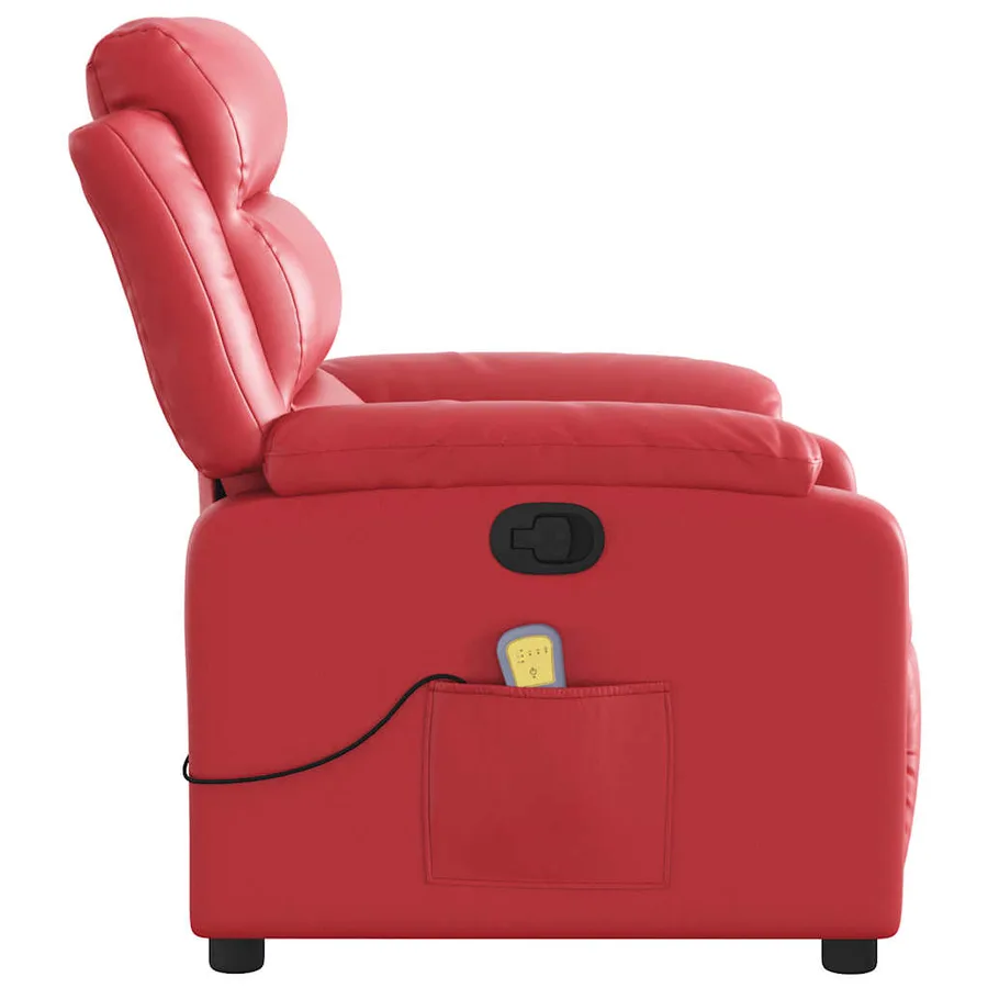 Fauteuil de massage inclinable rouge similicuir - 8