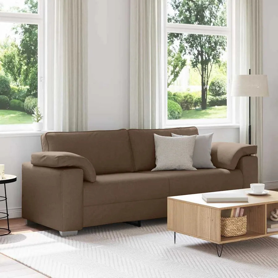 Sofa 3 places Marron 220 cm tissu