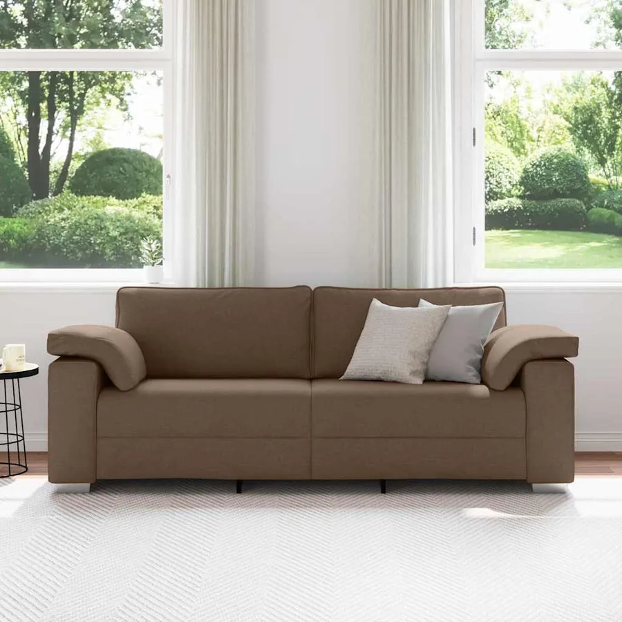 Sofa 3 places Marron 220 cm tissu - 3