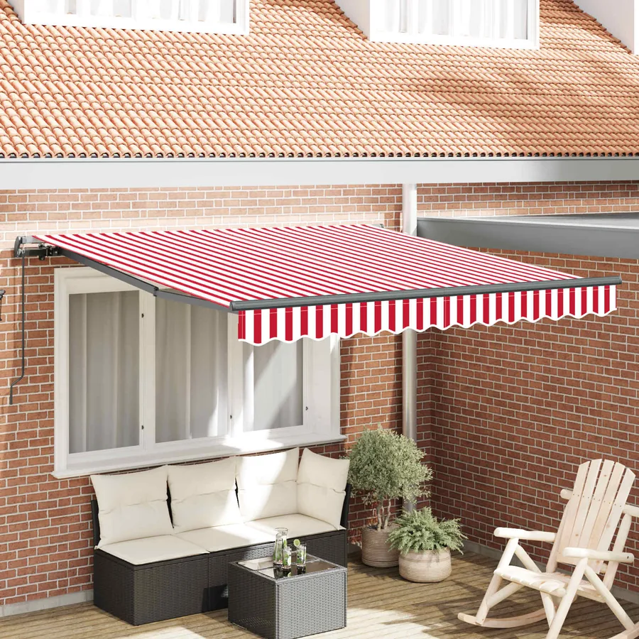 Auvent rétractable Rouge et Blanc 300 x 250 cm