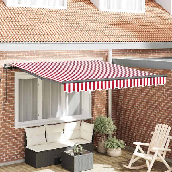 Auvent rétractable Rouge et Blanc 300 x 250 cm