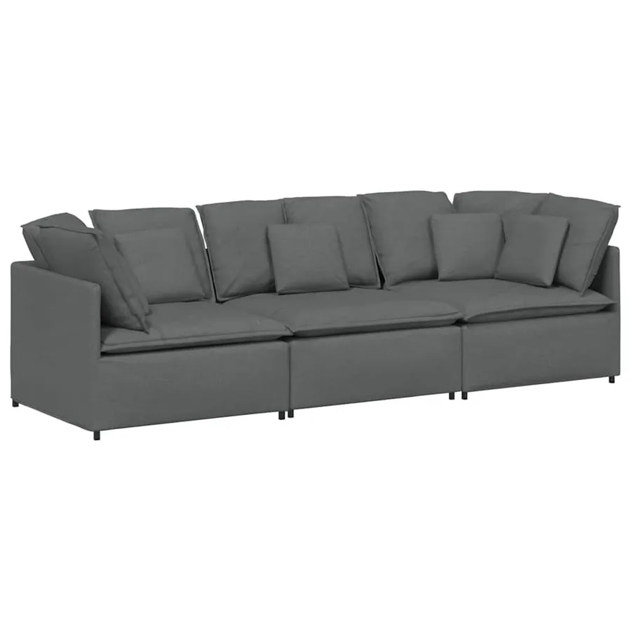 Canapé modulaire avec coussins en tissu gris foncé - 2