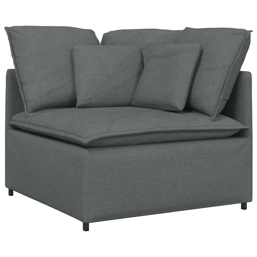 Canapé modulaire avec coussins en tissu gris foncé - 3
