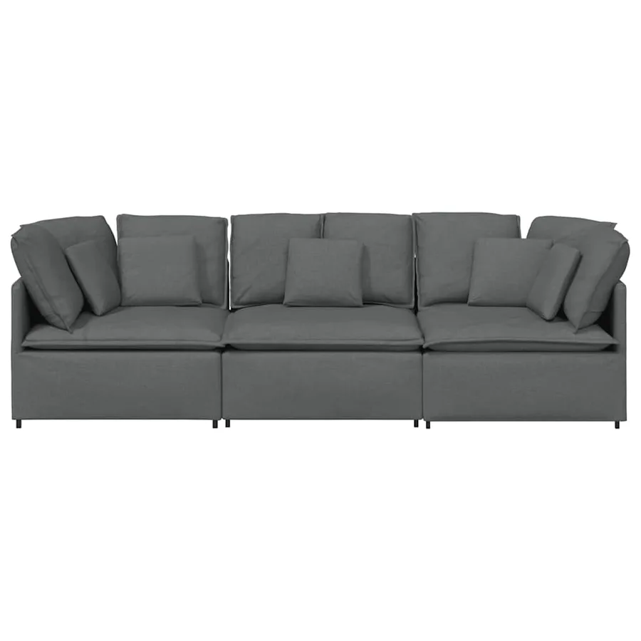 Canapé modulaire avec coussins en tissu gris foncé - 5