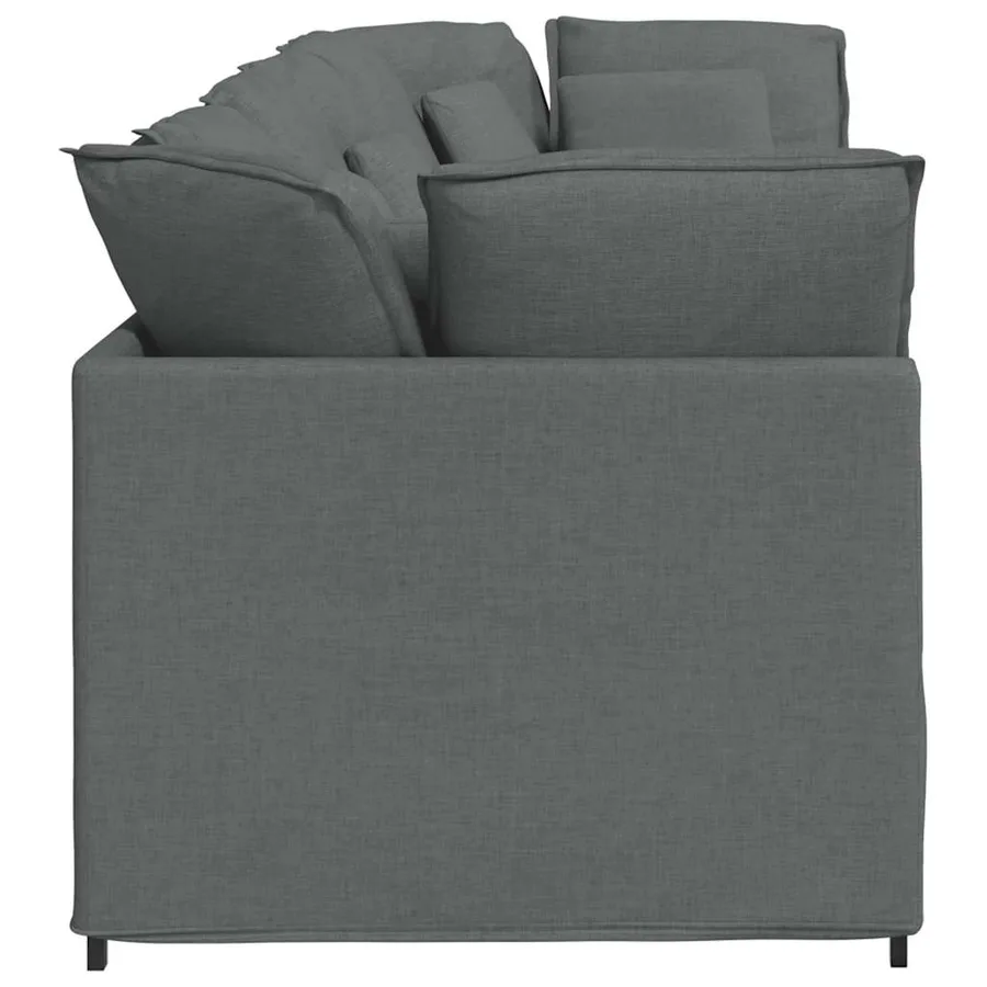 Canapé modulaire avec coussins en tissu gris foncé - 6