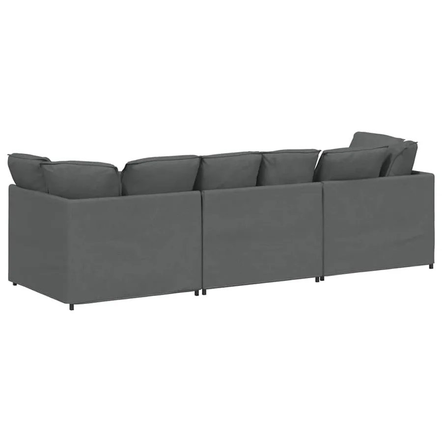 Canapé modulaire avec coussins en tissu gris foncé - 7