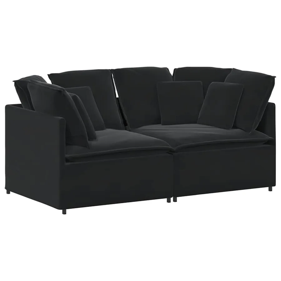 Canapé modulable avec coussins velours noir - 2