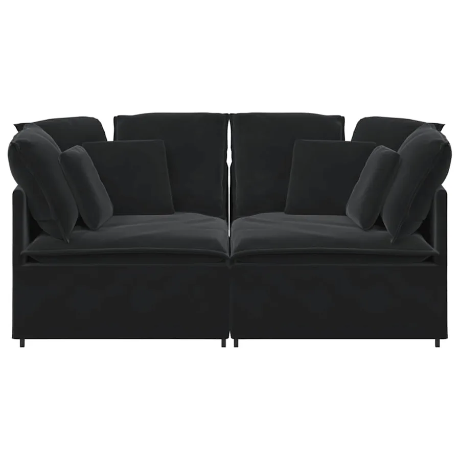 Canapé modulable avec coussins velours noir - 4