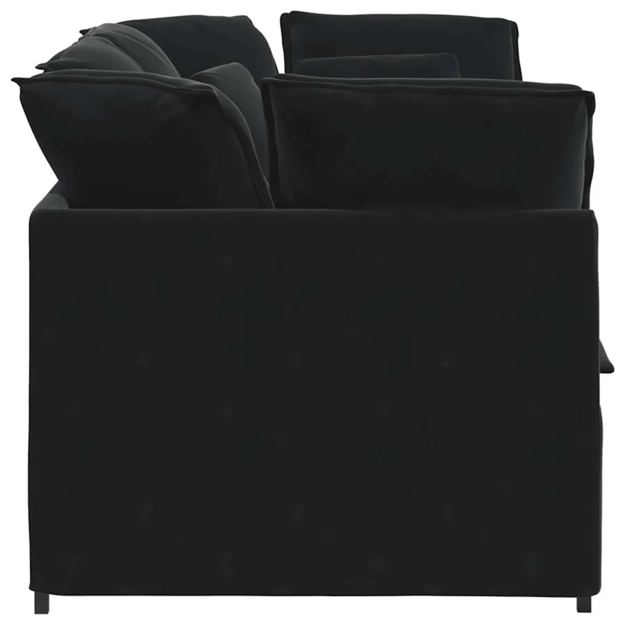 Canapé modulable avec coussins velours noir - 5