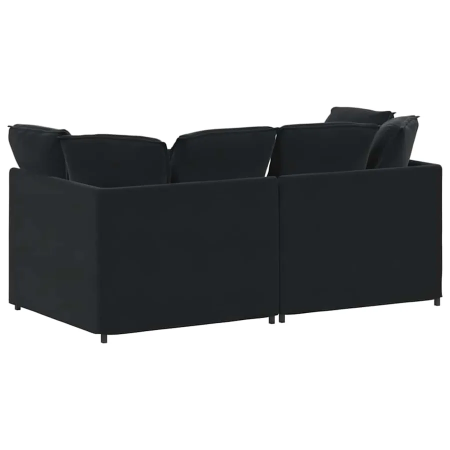 Canapé modulable avec coussins velours noir - 6