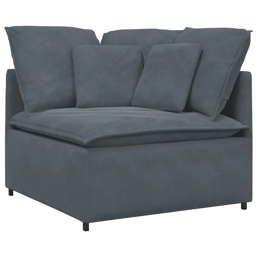 Canapé modulaire avec coussins en velours gris foncé - 3