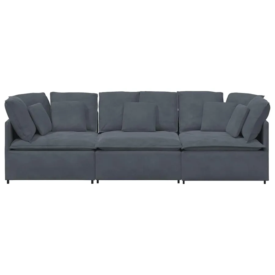 Canapé modulaire avec coussins en velours gris foncé - 5