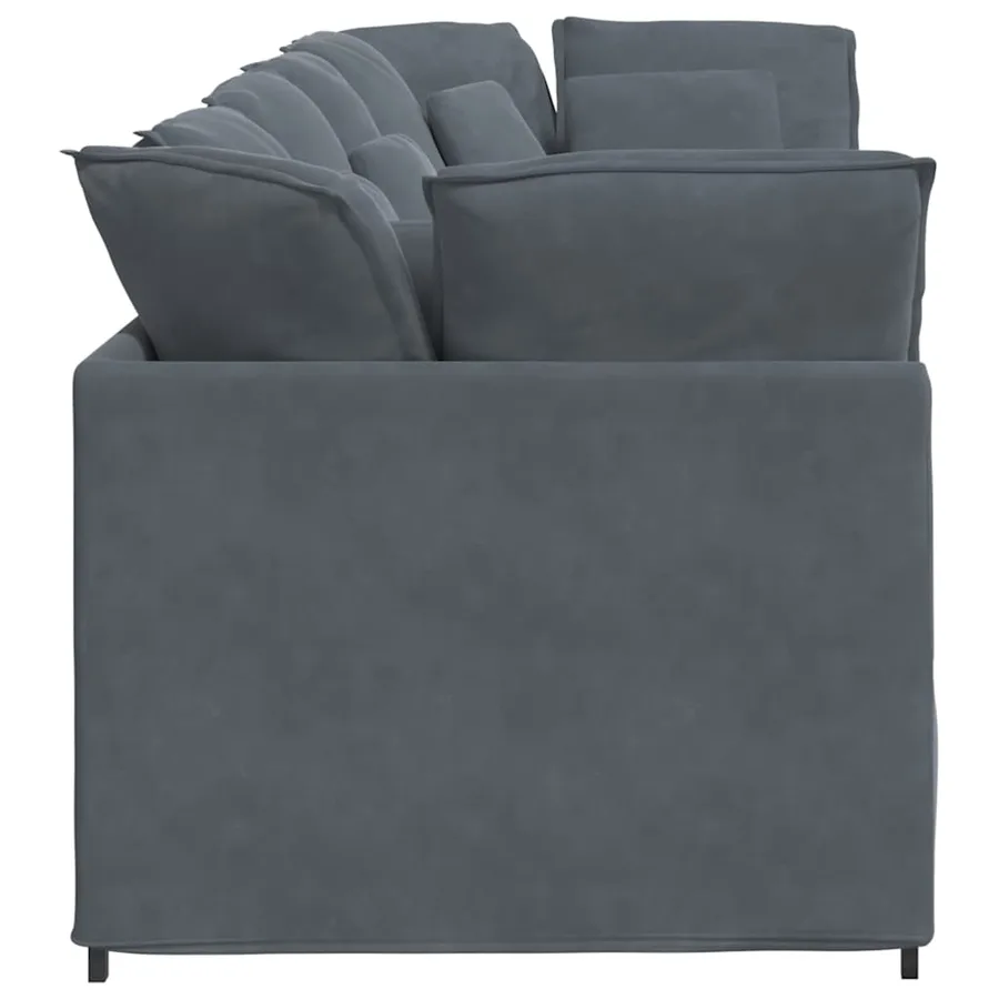 Canapé modulaire avec coussins en velours gris foncé - 6