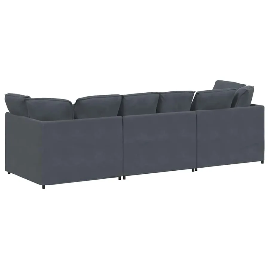Canapé modulaire avec coussins en velours gris foncé - 7