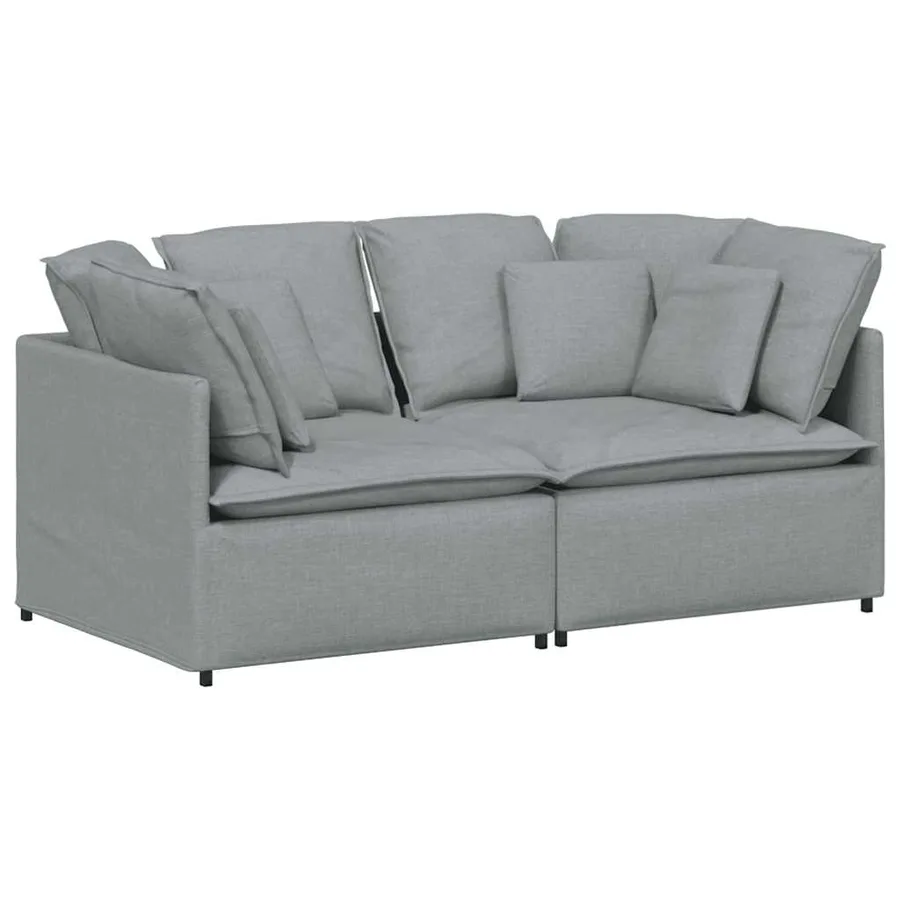 Canapé modulable avec coussins en tissu gris clair - 2