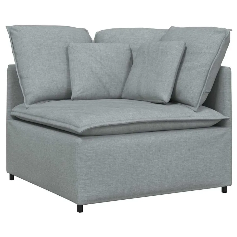 Canapé modulable avec coussins en tissu gris clair - 3